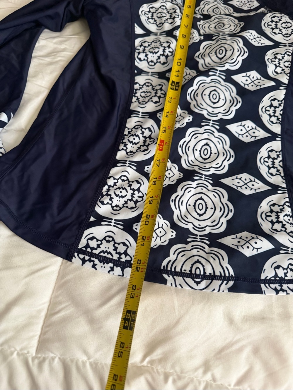 Navy and White Printed Long Sleeve Rash Guard - Picture 2 of 5